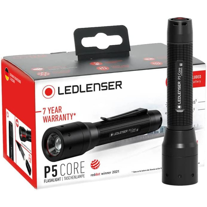 Ліхтарик Ledlenser P5 Core компактний LED, 150 лм, фокусування, 1x AA, 90 м, з батарейкою, акумуляторний