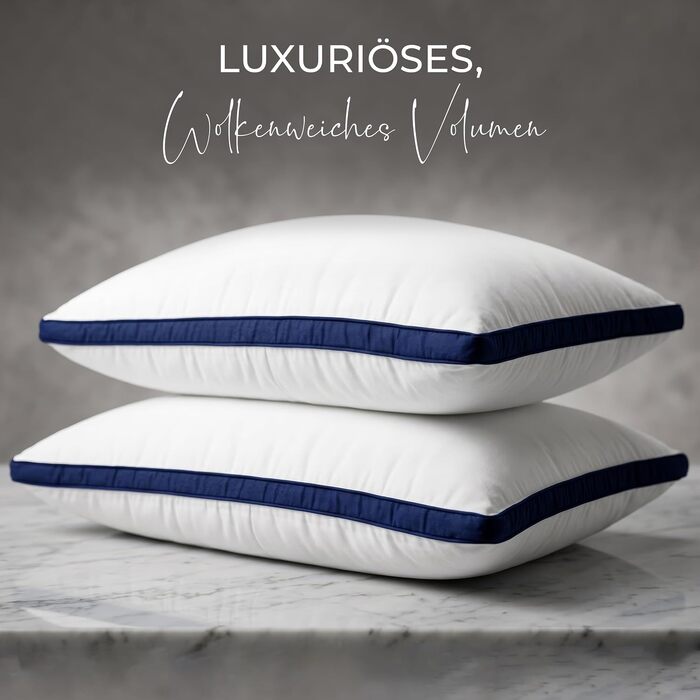 Набір подушок для сну Utopia Bedding, 40x80 см, дихаючі гіпоалергенні подушки, темно-синій колір (2 шт.)