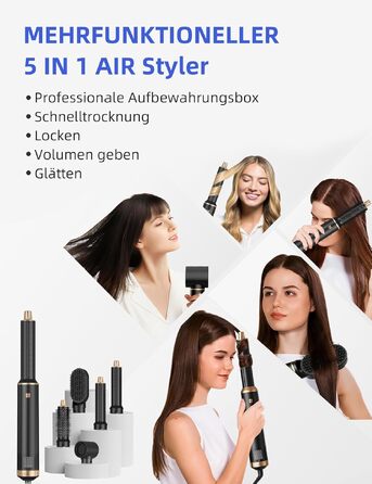 Airstyler 5 в 1 з автоматичним завивачем та насадкою-щіткою для об'єму, локонів та вирівнювання волосся (EU)
