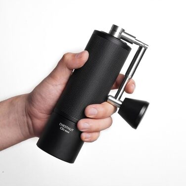 Кавомолка ручна TIMEMORE Kastanie C3S Max (30г) чорна - професійна, з конічними жорнами з нержавіючої сталі, для дому, подорожей, кемпінгу
