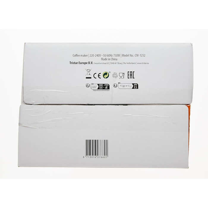 Кавоварка Tristar CM-1252, 1,25 л, 10-12 чашок, для дому і кемпінгу, біла