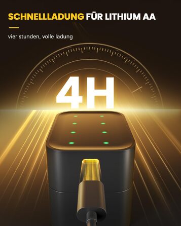 Набір з 8 акумуляторів AA Li-ion 1.5V 3600mWh з зарядним пристроєм та кейсом для зберігання, перезарядні літієві батарейки