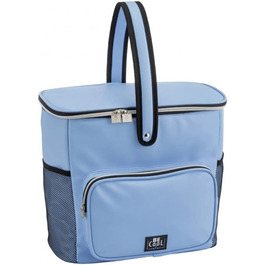 Велика міська термосумка-кошик M 33x18x30 см, 17,5 л, з широкою ручкою для пікніка, школи, подорожей, блакитна