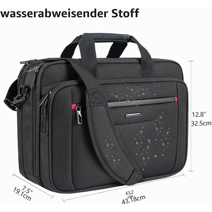 Сумка для ноутбука VANKEAN Premium Briefcase до 17.3 дюймів, чорно-червона