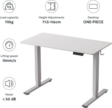 Електричний регульований стіл SANODESK 100x60 см білий з цільною стільницею та 4 пам'яті
