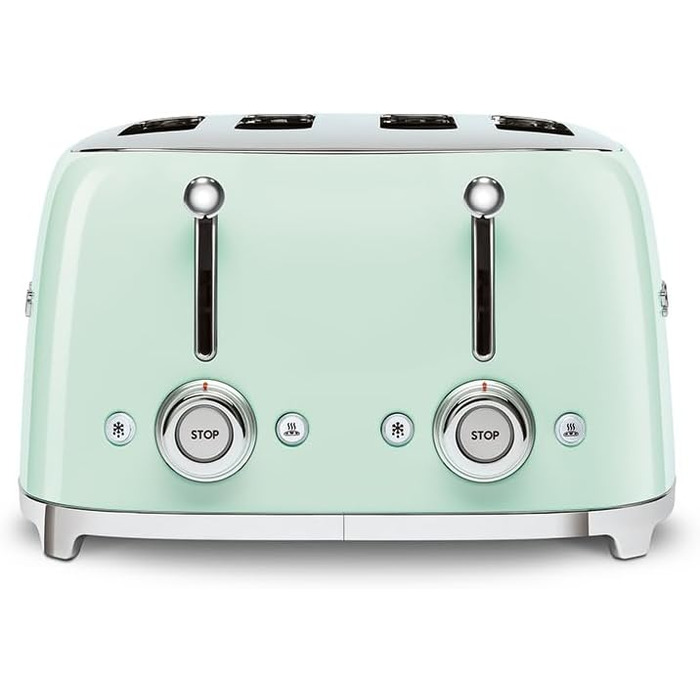 Тостер Smeg TSF03WHEU 4 відділення пастельно-зелений, 6 режимів, розморожування, підігрів, функція бейгл, 2000 Вт