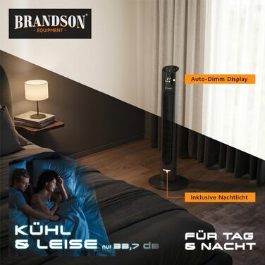 Вентилятор Tower Brandson з Еко DC мотором, 8 швидкостей, таймер, дистанційне керування, енергозберігаючий, преміум-якість