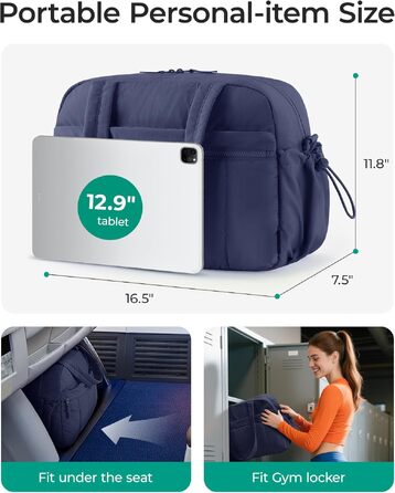 Спортивна сумка-вікенд BAGMART Puffer на 24л для жінок та мам, містка сумка для подорожей та речей дитини (Темно-синя, S)