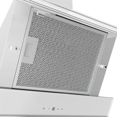 Витяжка кухонна CIARRA ASB6736N 60 см, 650 м³/год, нержавіюча сталь та чорне скло, керування через App та Touch, режим рециркуляції/відведення, вугільний фільтр CBCF003, білий колір