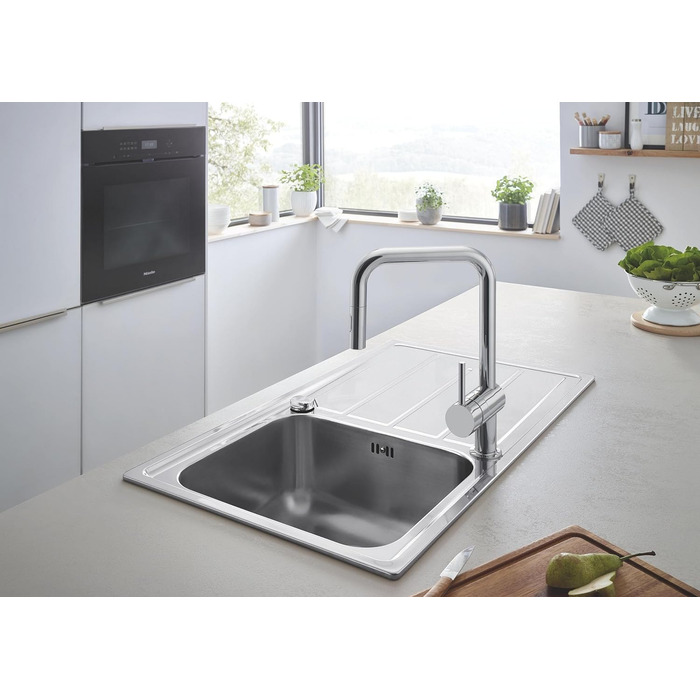 Змішувач кухонний GROHE Minta з висувним душем, 2 режими, 360° поворотний, економія води, для мийки - 32321002