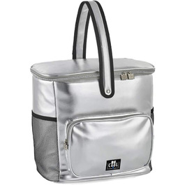 Велика термосумка Be Cool City Basket срібляста M, 33x18x30 см, 17,5 л, з широкими ручками для пікніка, школи, подорожей