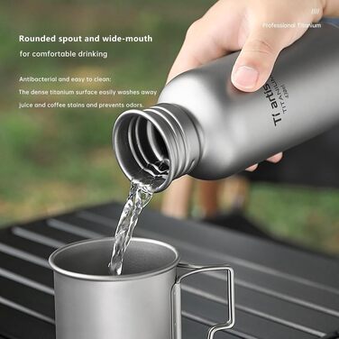 Титанова фляга Ti Artisan Titan-Trinkflasche 430 мл: спортивна, легка, герметична для кемпінгу, туризму, велоспорту