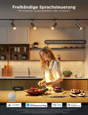 Розумна LED лампа Govee GU10 RGBWW, Matter, Alexa, Google Home, 400Лм, WLAN, регулювання яскравості, зміна кольорів, синхронізація з музикою, 4 шт