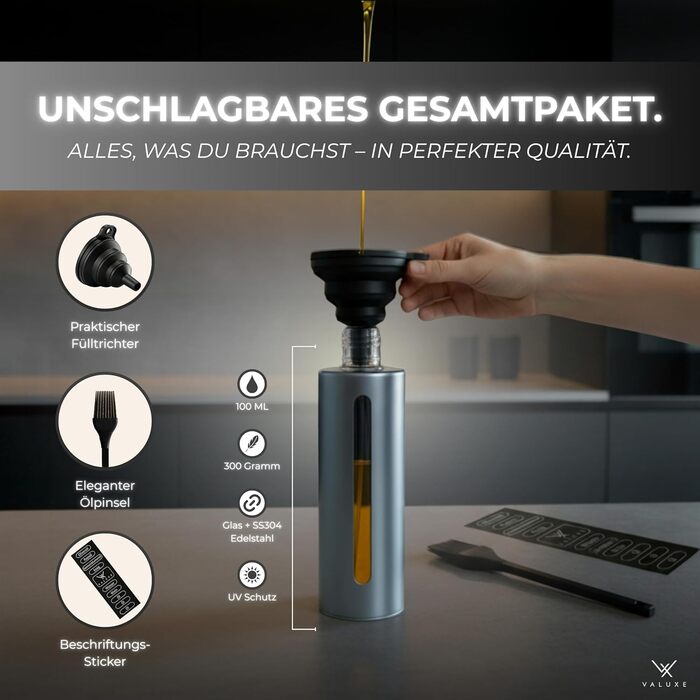 Розпилювач для олії та оцту VALUXE® з фільтром, stainless steel (нержавіюча сталь), колір Stone Blue — прецизійний дозатор-спрей для кухонного використання