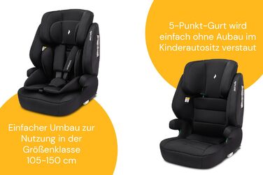 Дитяче автокрісло Osann Jazzi Isofix, з 1 року, i-Size, регульоване, чорне, для зросту 76-150 см