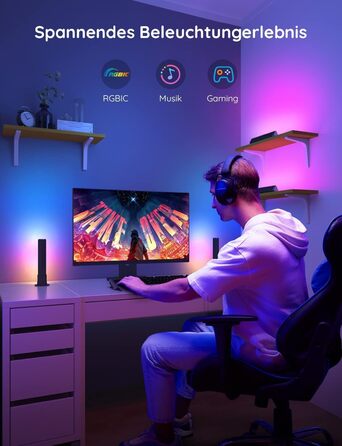 Світлодіодна LED-лампа Govee Lightbar RGBICWW для підсвітки телевізора, 16 млн кольорів, керування через Alexa, Google Assistant та мобільний додаток, диммована, для кімнати і геймінгу