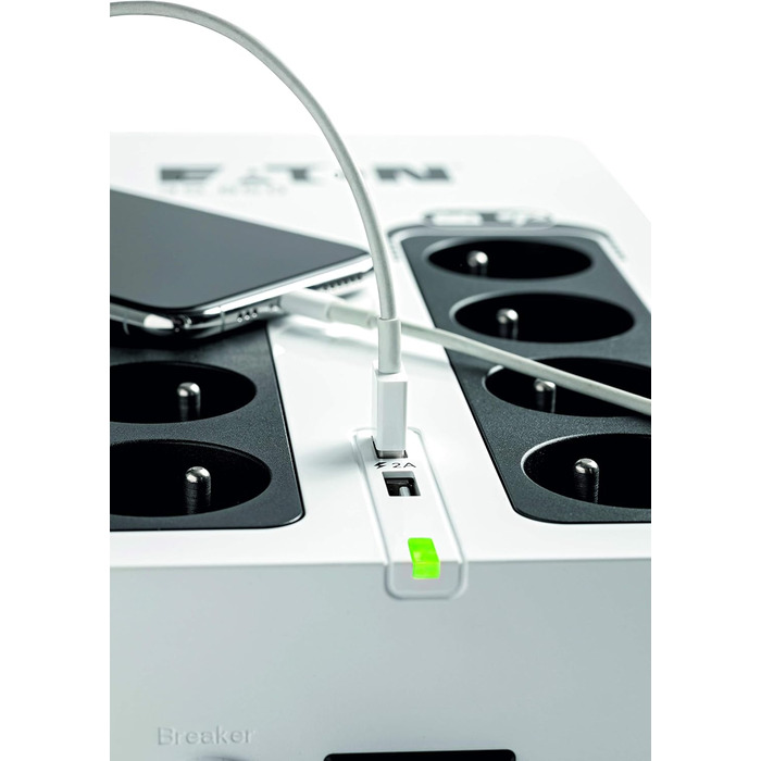 USV Eaton 3S Mini 36W для роутерів, камер та Smart Home (700VA/DIN) - Білий/Чорний