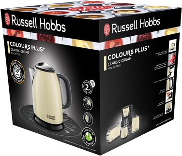 Електричний чайник Russell Hobbs Colours+ Edelstahl 1.0л, 2400Вт, з фільтром від накипу та індикатором рівня води, колір крем (24994-70)