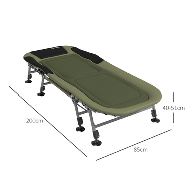 Outsunny Camping Bed Camp Bed Розкладне дорожнє ліжко Регульоване розкладне ліжко до 180 кг Завантажується для вулиці Oxford Green