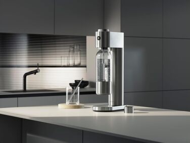 Автоматичний сифон для води WMF Element One зі сталі, газифікатор води з 3 рівнями насичення, сріблястий