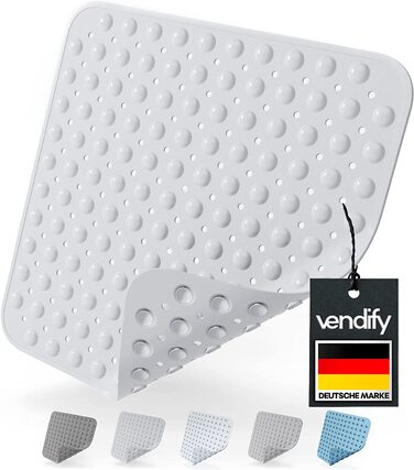 Vendify® Преміум килимок для душу 53x53 см, протиковзкий, квадратний, 152 присоски, для ванни та душової, без BPA, стійкий до цвілі, машинне прання, сірий