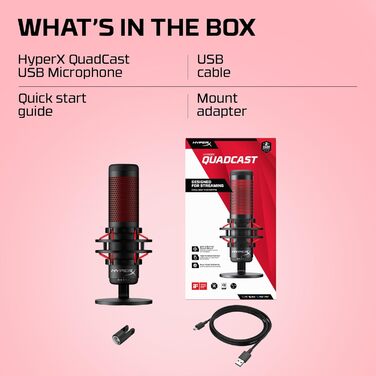 Мікрофон HyperX QuadCast USB для стрімінгу та ігор, чорний