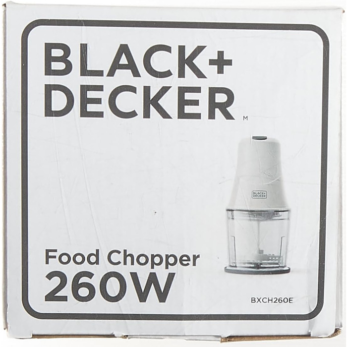 Подрібнювач BLACK+DECKER BXCH260E, 260 Вт, 500 мл, 2 швидкості, нержавіюча сталь, білий, для змішування та подрібнення, з кришкою для зберігання
