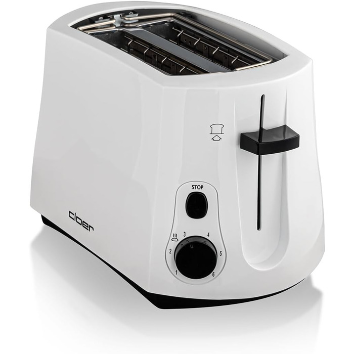 Тостер Cloer 331 Cool-Wall 825 Вт для 2 тостів з підставкою для булочок, білий