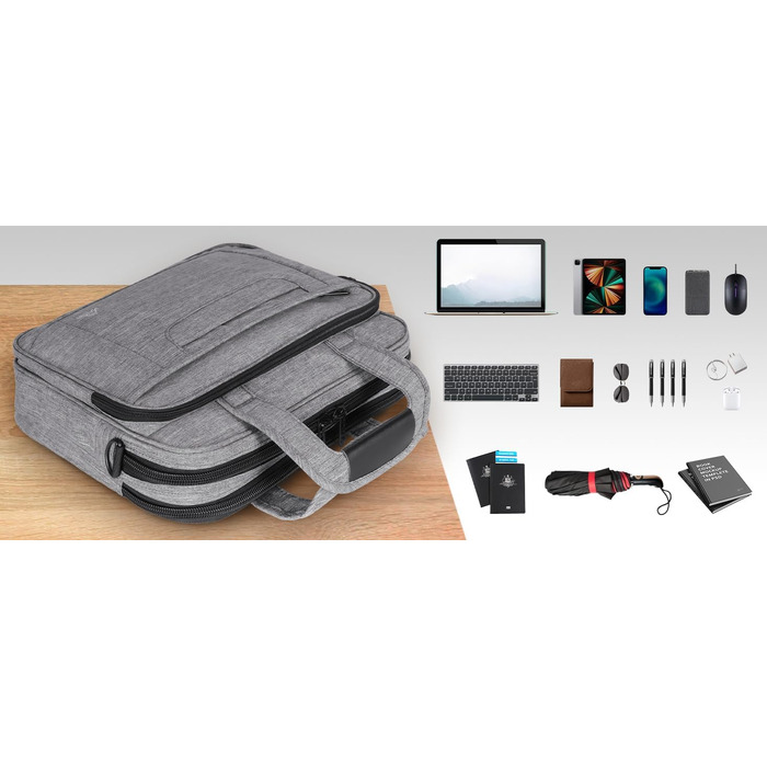 Сумка для ноутбука MATEIN 17 дюймів, ділова сумка-портфель для чоловіків, сіра (підходить для 15-17 дюймів)
