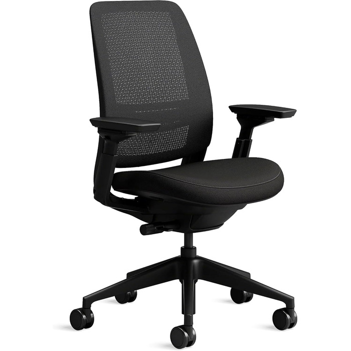 Ергономічне крісло Steelcase Series 2 з підтримкою спини LiveBack, 4D підлокітники, регульована підголівник, Трюфель (Чорний Онікс, Сучасний)