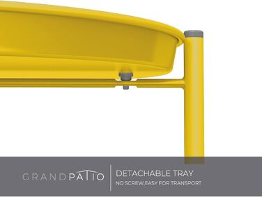 Металевий кавовий столик Grand Patio, 2-рівневий, знімна полиця, для вітальні, спальні, саду, жовтий, 45x45x53 см