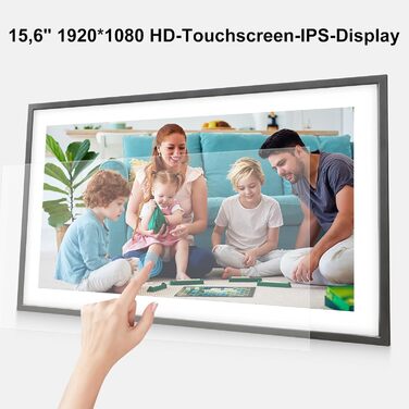 Цифровий фоторамка Frameo 15.6 дюймів, 32 ГБ, FHD 1920x1080, сенсорний екран, Wi-Fi, чорно-білий