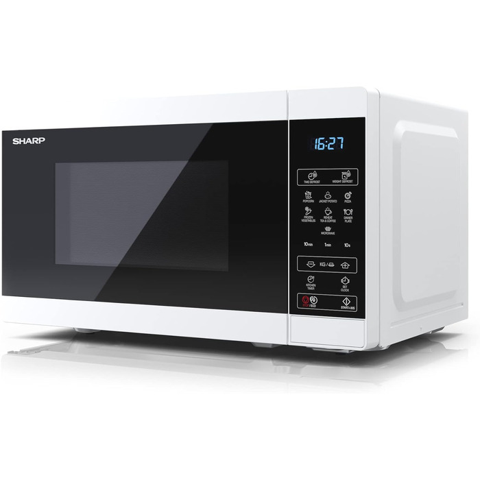 Мікрохвильова піч SHARP MS02EW, 800 Вт, 11 режимів, розморожування, біла