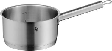 Каструля WMF Comfort Line 1,4 л з кришкою, 16 см, маленька каструля для молока, індукція, матова нержавіюча сталь Cromargan, з мірною шкалою, штабельована, без покриття
