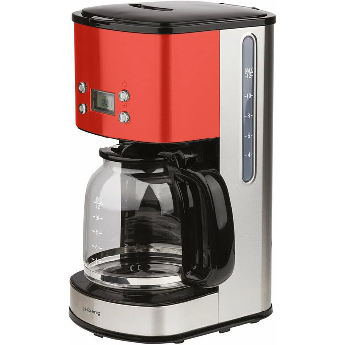 Кавоварка крапельна H.Koenig MG30, 1,5 л, 12-20 чашок, LCD, програмована, червона