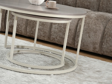 Круглий кавовий столик Mebel-Partner, 80 x 80 x 48,5 см, кремовий, відтінки бежевого