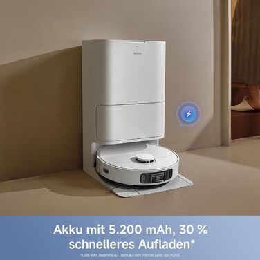 Робот-пилосос Mova E40 Ultra з функцією миття, автоматичним очищенням, потужністю 19000 Па, MaxiReach-мопом, бічними щітками, вбудованим резервуаром 80 мл та базою для 75 днів прибирання