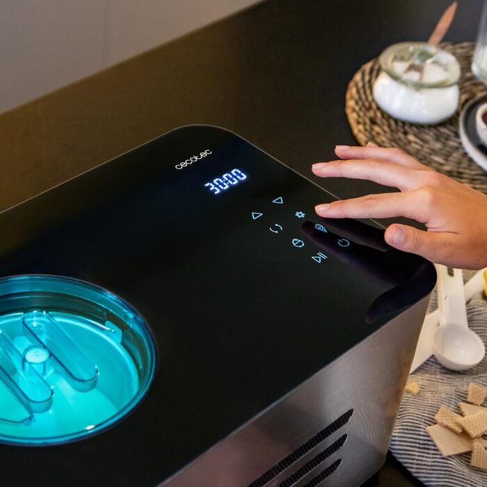 Машина для приготування морозива Cecotec Gelacy 1200 Touch з компресором. 1.5 л, чорний, сенсорний екран, 110 В