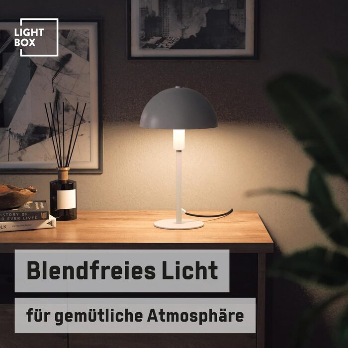 Світильник-гриб настільний Lightbox для дому та офісу, LED лампа з вимикачем, метал білий/сріблястий, цоколь E14