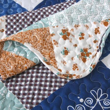 Покривало-печворк WONGS BEDDING 240x260 см з мікрофібри, стьобане, квітковий візерунок, чорне-сіре, з 2 наволочками 48x75 см