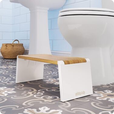 Підставка під ноги для унітазу Squatty Potty Stockholm Bambus, коричнево-біла, 7 дюймів, складана