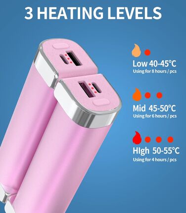 Електричні грілки для рук 5000mAh (2 шт.) - багаторазові, для активного відпочинку, зимовий подарунок для дітей, жінок та чоловіків (рожевий)