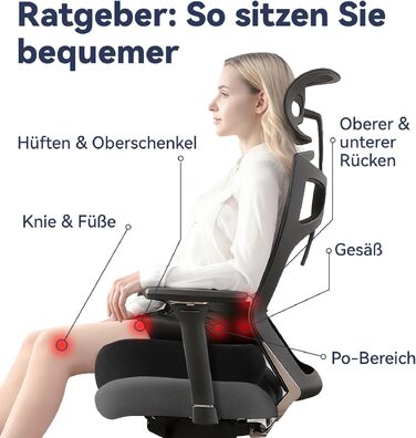 Подушка для сидіння з піни Memory Foam SKYNY для офісного крісла, автомобіля та інвалідного візка - велика, знімний гіпоалергенний чохол