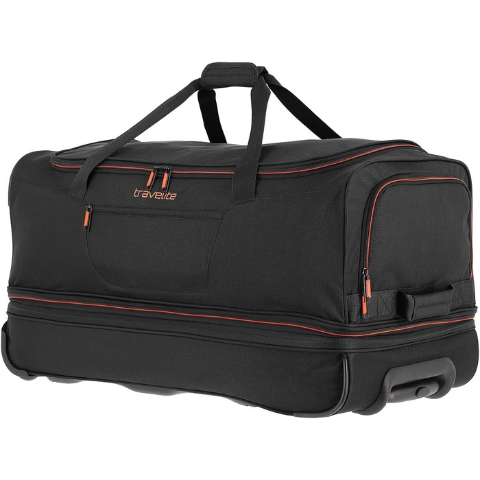 Дорожня сумка на колесах Travelite Basics Duffle L, 70 см, 98-119 л, чорно-помаранчева