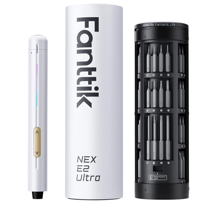 Fanttik E2 Ultra набір мініатюрних викруток 50-в-1, електричний магнітний прецизійний, 0.6 Нм, для iPhone, ноутбуків, окулярів, годинників (білий)