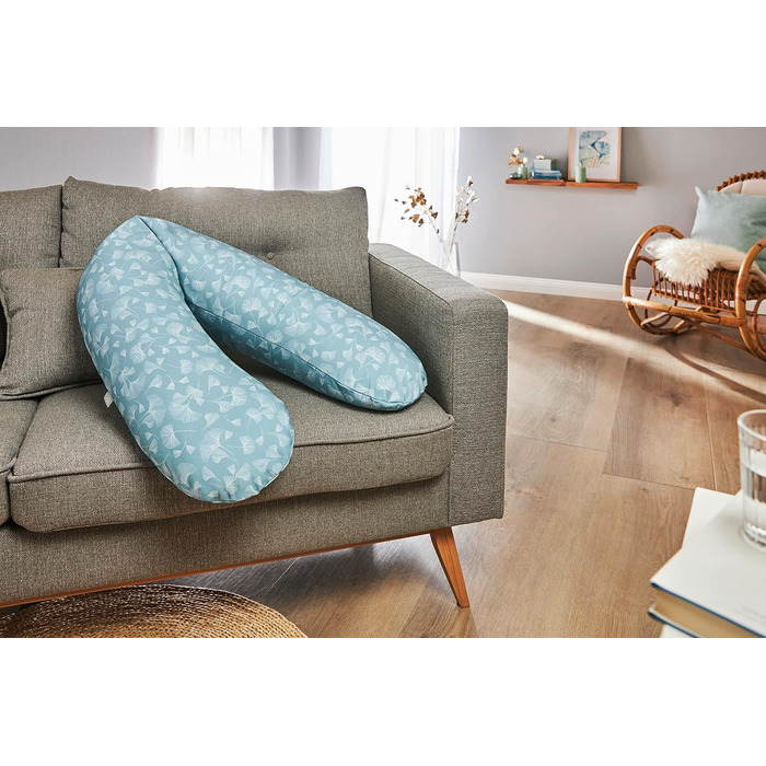 Гіпоалергенна подушка для годування та сну Rotho Babydesign Multi 190x35 см, безшумна, для вагітних і мам, машинне прання, малюнок гінкго