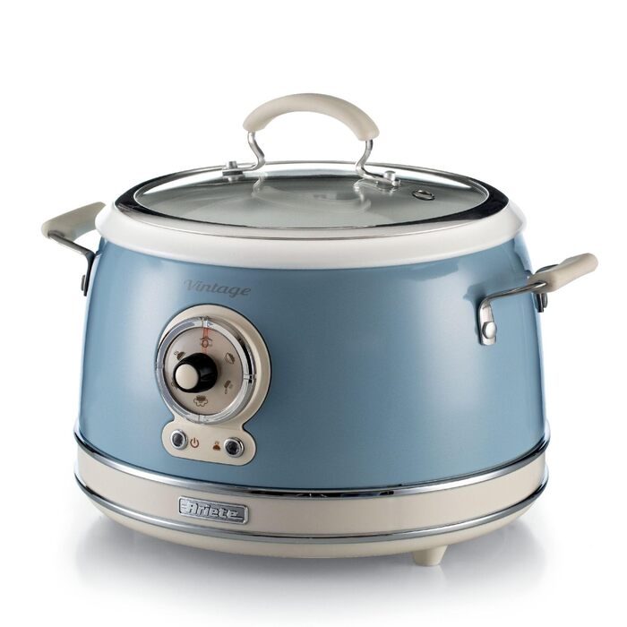 Мультиварка Ariete Vintage 2904 блакитна 3.5л для рису, приготування на пару, повільного приготування з керамічним антипригарним покриттям 650W