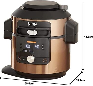 Мультиварка Ninja Foodi MAX 7,5 л 12-в-1 з технологією SmartLid, тиск, аерофритюр, повільне приготування, мідна/чорна, модель OL650EUCP