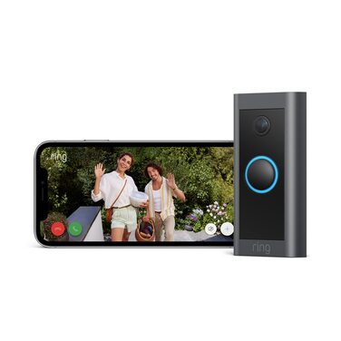 Відеодзвінок Ring з камерою для дверей, 1080p HD, нічне бачення, провідне підключення, сумісний з Alexa