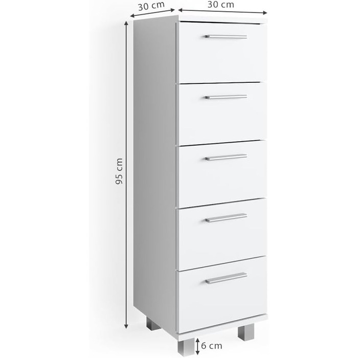 Пенал для ванної Vicco Ilias, білий, 30x95 см